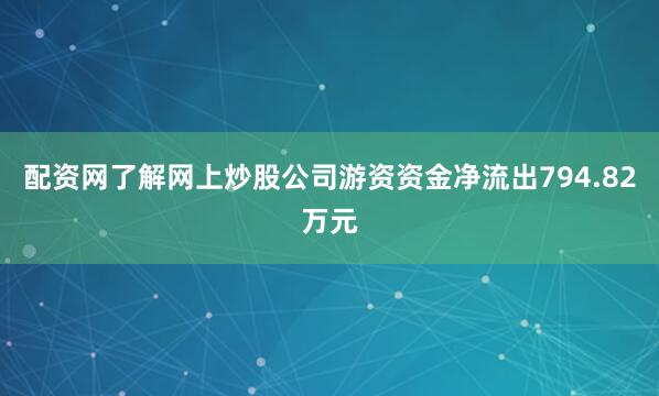 配资网了解网上炒股公司游资资金净流出794.82万元